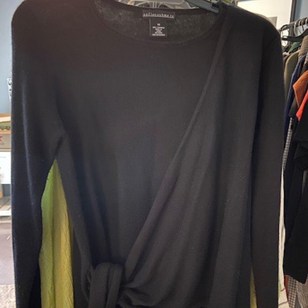 Sofia Cashmere Pullover Long Sleeve Wrap Tie Waist - Like New!